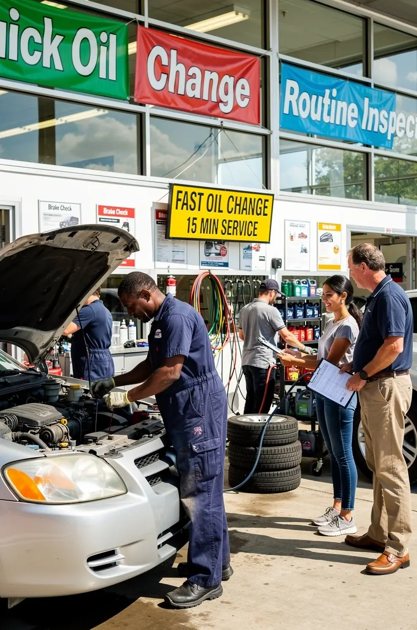 Schneller Ölwechsel in moderner Werkstatt mit professionellem Mechaniker